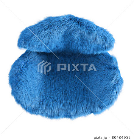 Beautiful blue fluffy armchair made of wool top view on an isolated background. 3D rendering Beautiful blue fluffy armchair made of wool top view on an isolated background. 3D rendering 80434955