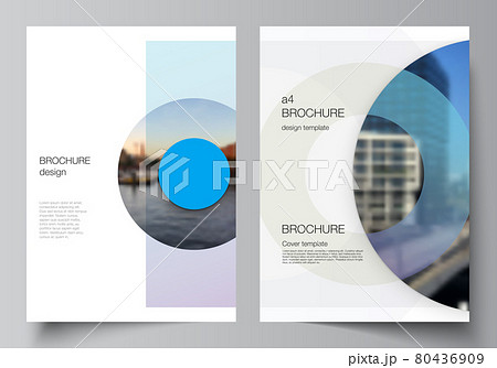 Vector layout of A4 cover mockups templates for brochure, flyer layout, booklet, cover design, book design, brochure cover. Background template with rounds, circles for IT, technology. Minimal style. Vector layout of A4 cover mockups templates for brochure, flyer layout, booklet, cover design, book design, brochure cover. Background template with rounds, circles for IT, technology. Minimal style. 80436909