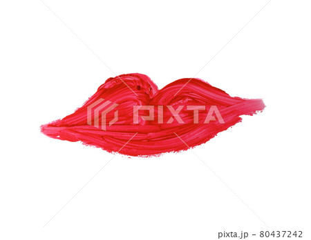 sample of red lipstick in the shape of a kiss on a white background sample of red lipstick in the shape of a kiss on a white background 80437242