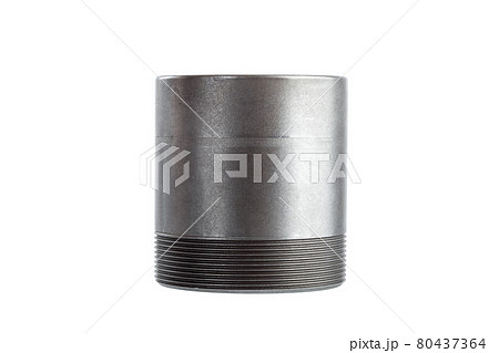 hydraulic piston polytherm pump with male thread iron detail concrete pump spare part isolated on white background. 80437364