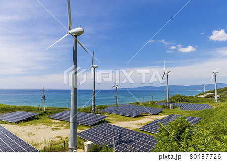 SDGs7 クリーンエネルギー 太陽光発電と風力発電 SDGs7 クリーンエネルギー 太陽光発電と風力発電 80437726