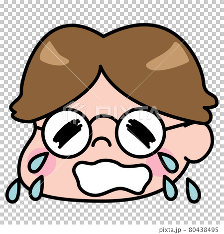 男性面部表情，哭泣的男孩，年輕的眼鏡，插圖素材 80438495