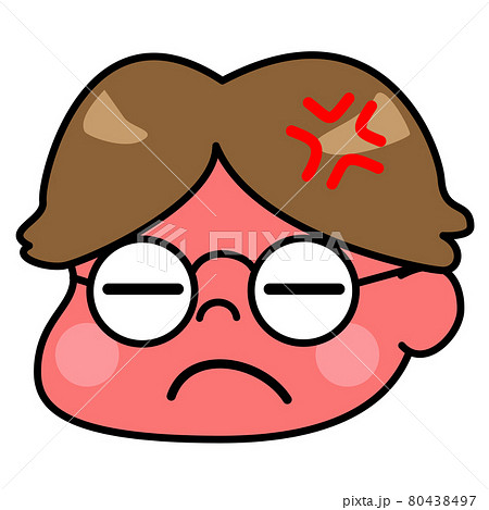 男性 表情 怒っている お坊ちゃま 若い メガネ イラスト素材のイラスト素材