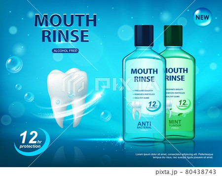 Mouth rinse, dental hygiene poster, vector ad 80438743