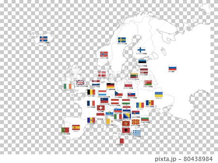 ヨーロッパ-国旗・国名入り 80438984