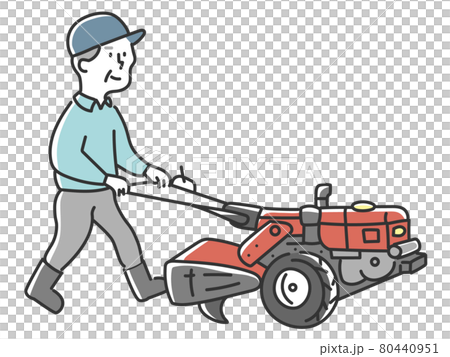 Senior man operating a cultivator Senior man operating a cultivator 80440951