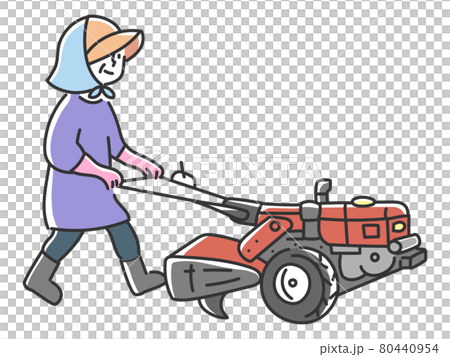 Grandma cultivating a vegetable garden with a cultivator Grandma cultivating a vegetable garden with a cultivator 80440954