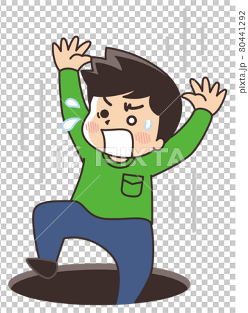 落とし穴に落ちる若い男性 80441292