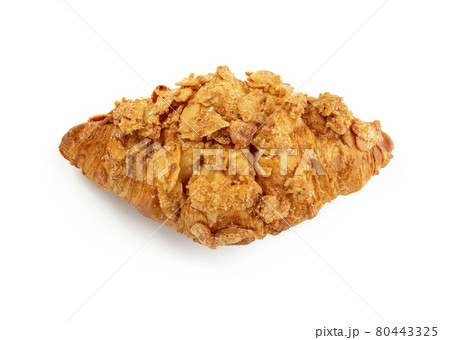 almond croissant isolated on white background. almond croissant isolated on white background. 80443325