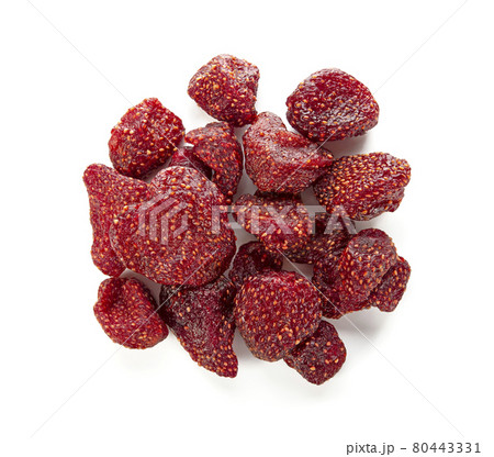 Dried strawberries isolated on white background. top view Dried strawberries isolated on white background. top view 80443331