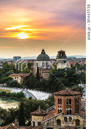 Verona at sunset in Italy 80443538