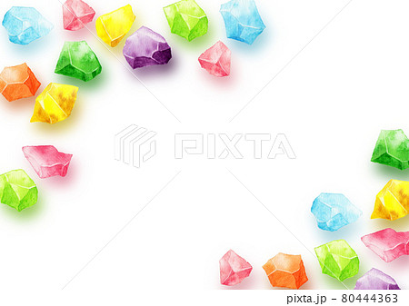 アナログ水彩いろいろな色の琥珀糖フレーム 80444363