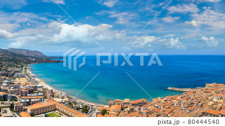 Aerial view of Cefalu in Sicily, Italy Aerial view of Cefalu in Sicily, Italy 80444540