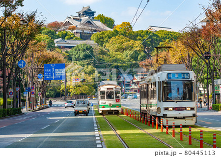 熊本市電と熊本城 80445113