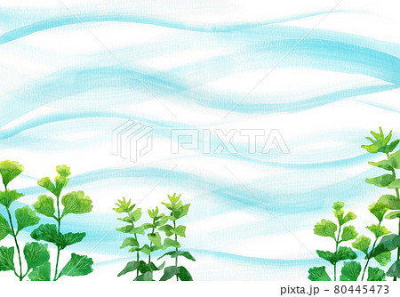 アナログ水彩背景素材水中の水草のイラスト素材