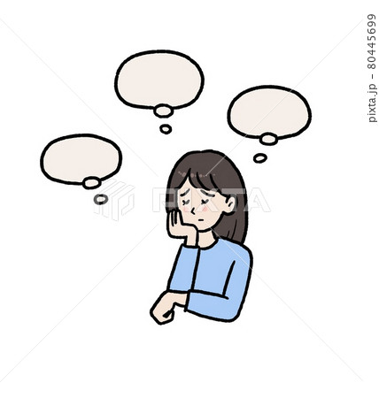 ネガティヴに悩む女性のイラスト ネガティヴに悩む女性のイラスト 80445699