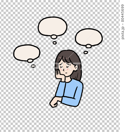 ネガティヴに悩む女性のイラスト ネガティヴに悩む女性のイラスト 80445699