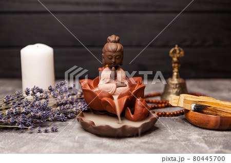 Incense sticks. Spa, aromatherapy. Ceremony of worship of the Buddha 80445700