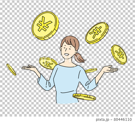 Money, profit, women, coins, yen, coins 80446110