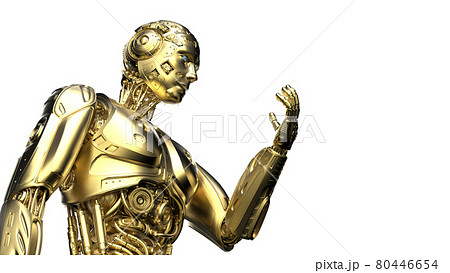 ゴールド　AI　ロボット　3Dイラストレーション 80446654
