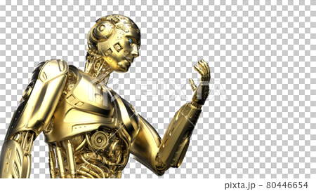 ゴールド　AI　ロボット　3Dイラストレーション 80446654