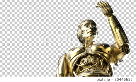 ゴールド　AI　ロボット　3Dイラストレーション 80446655