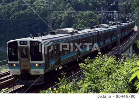 211系普通列車　松本行き　～立場川橋梁～ 80446780