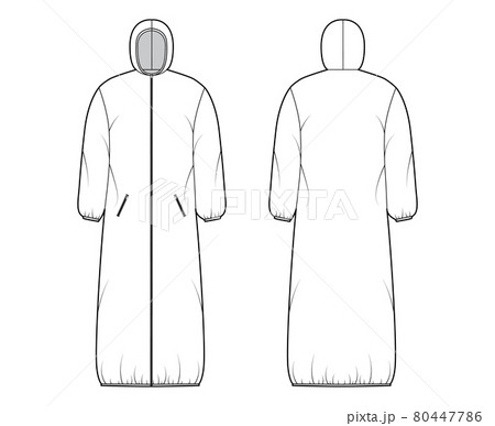 Hooded Padded Shell Coat Jacket Puffer のイラスト素材