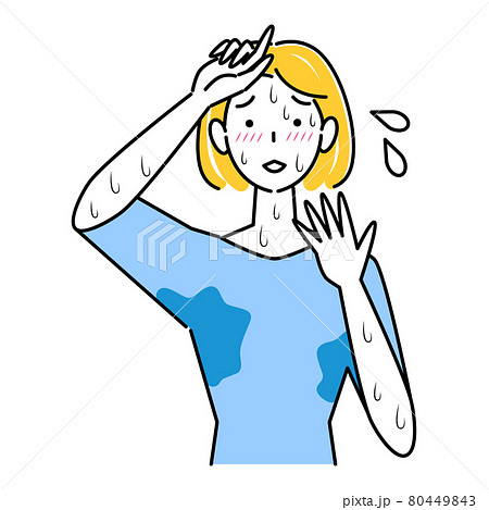 とても汗をかきやすい体質で困っている可愛い女性 大量の止まらない汗 イラスト シンプル ベクター とても汗をかきやすい体質で困っている可愛い女性 大量の止まらない汗 イラスト シンプル ベクター 80449843