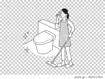 女性イラスト　トイレ　清掃　リフォーム 80451564