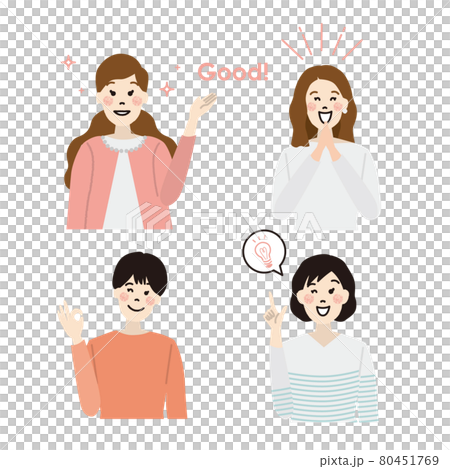 Smile woman icon illustration material set Smile woman icon illustration material set 80451769