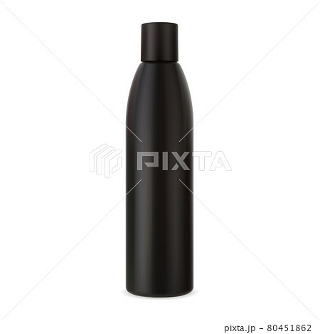 Shampoo bottle. Black plastic cosmetic container 80451862