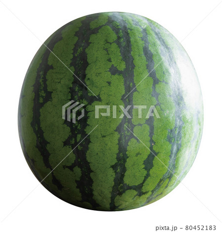 夏が旬のスイカの切り抜き画像。緑色と黒色のストライプ柄。 80452183