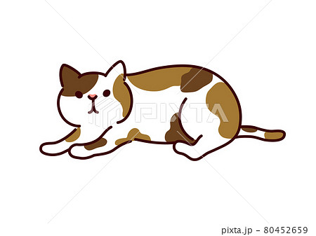 シンプルかわいい猫 三毛猫のイラストのイラスト素材