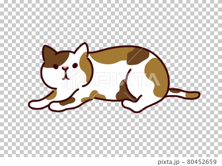 一隻簡單可愛的貓 / 印花布貓的插圖 80452659