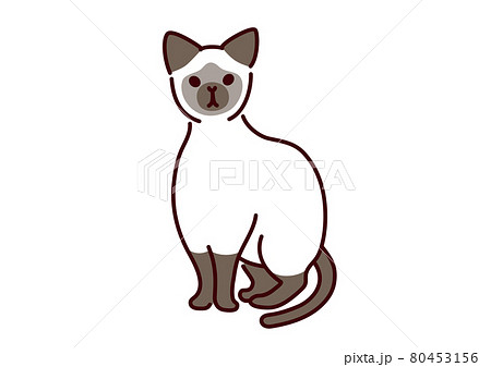シンプルかわいい猫 シャム猫のイラストのイラスト素材