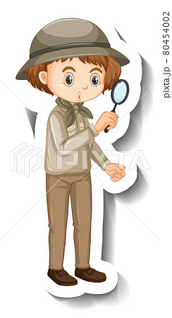 Girl wearing safari outfit cartoon character sticker Girl wearing safari outfit cartoon character sticker 80454002