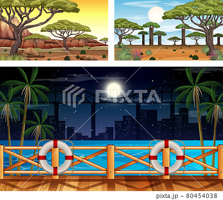 Set of different forest horizontal scenes 80454038