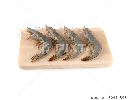 Raw shrimps isolate on white background. Raw shrimps isolate on white background. 80454393
