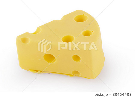 Piece of cheese isolated on white background 80454403