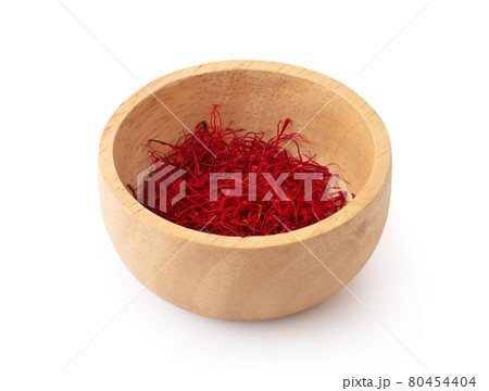 Pile of saffron threads an isolated on white background Pile of saffron threads an isolated on white background 80454404