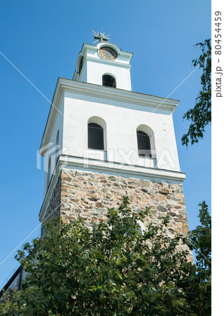 Rauma, Finland - 27 June, 2019: Church in old Rauma, one of UNESCO World Heritage sites, is the largest unified wooden town in the Nordic countries 80454459
