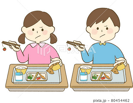 嫌いな食べ物をわざとこぼす子どもイラストのイラスト素材
