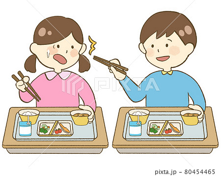 箸を人に向ける危険な子どもイラストのイラスト素材