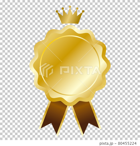 茶色とゴールドのシンプルなメダルアイコン 白背景のイラスト素材