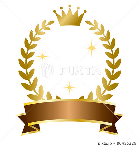 茶色とゴールドのシックなメダルアイコン 白背景のイラスト素材