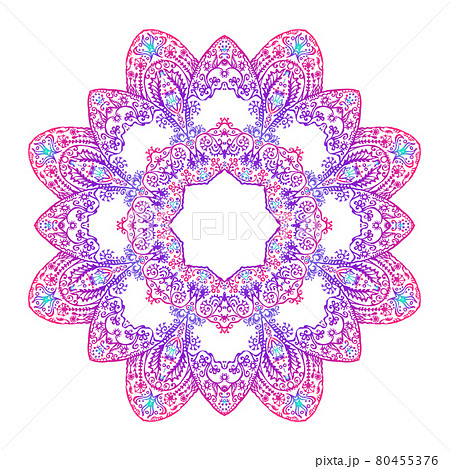 Colorful lacy zen doodle mandala on white 80455376