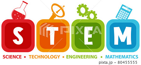 Colourful STEM education text icon Colourful STEM education text icon 80455555