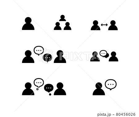 人やチームのアイコンのセット 人物 コミュニケーション 組織 ビジネス 会議 会話 ミーティングのイラスト素材