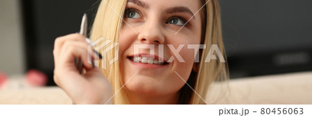 young beautiful woman fill in your personal diary 80456063